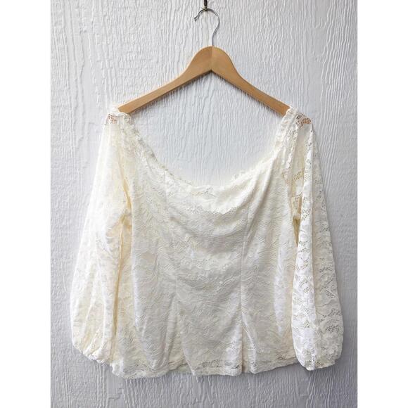 Torrid Stretch Lace Off Shoulder Corset Seamed Top Ivory Fairycore Milkmaid 1X - Picture 5 of 5